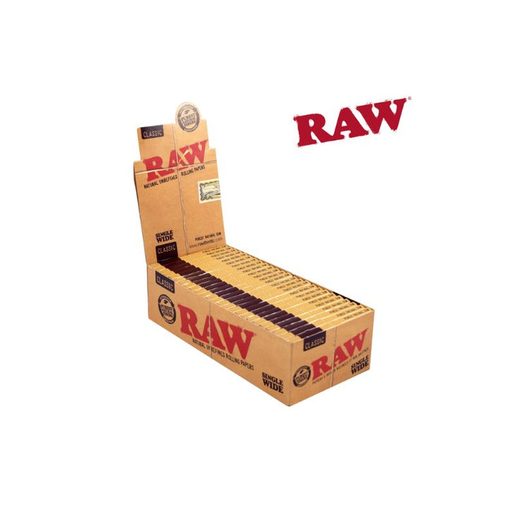Box of Raw rolling paper on a white background