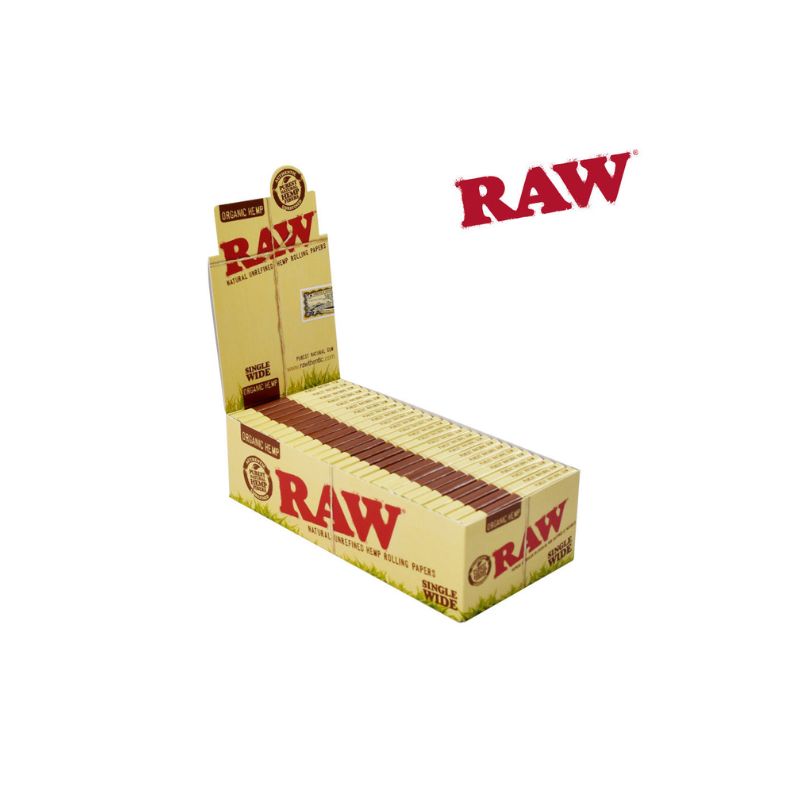 Box of Raw rolling papers with the brand logo on a white background