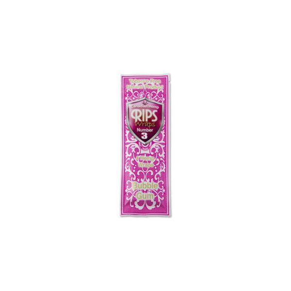 Pink packaging of Rips bubble gum on a white background