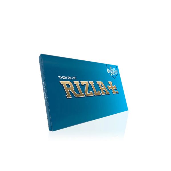 Rizla thin blue rolling paper pack on a white background