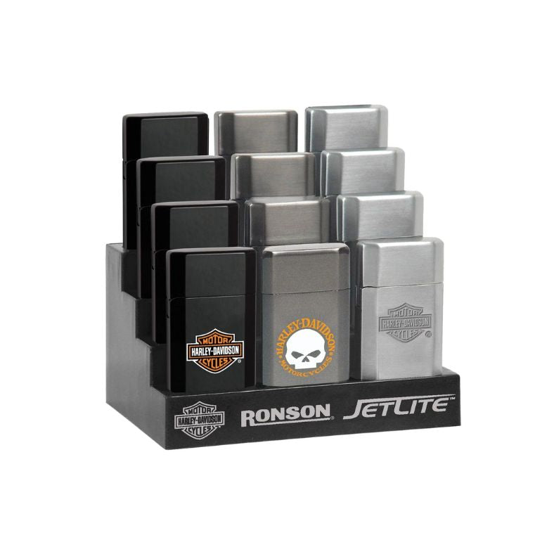 Ronson harley davidson lighters on a white background