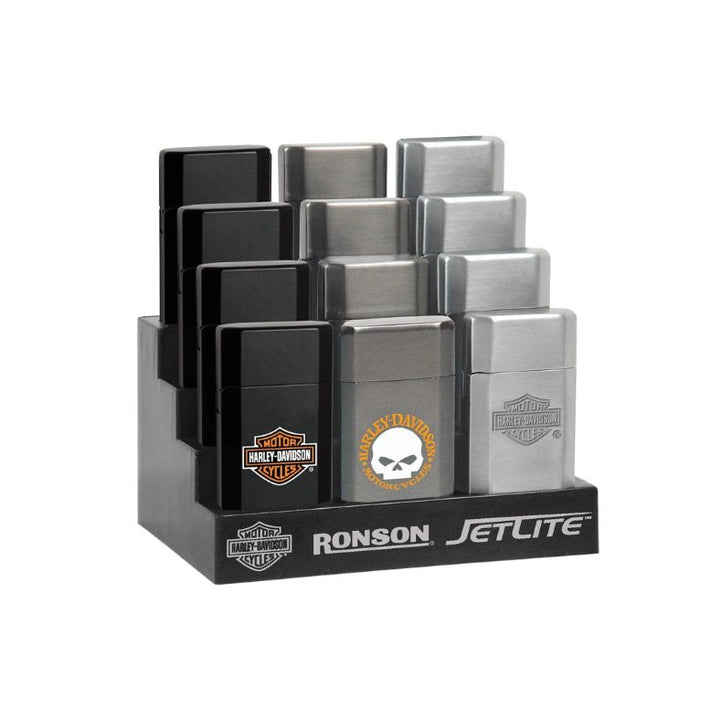 Ronson harley davidson lighters on a white background