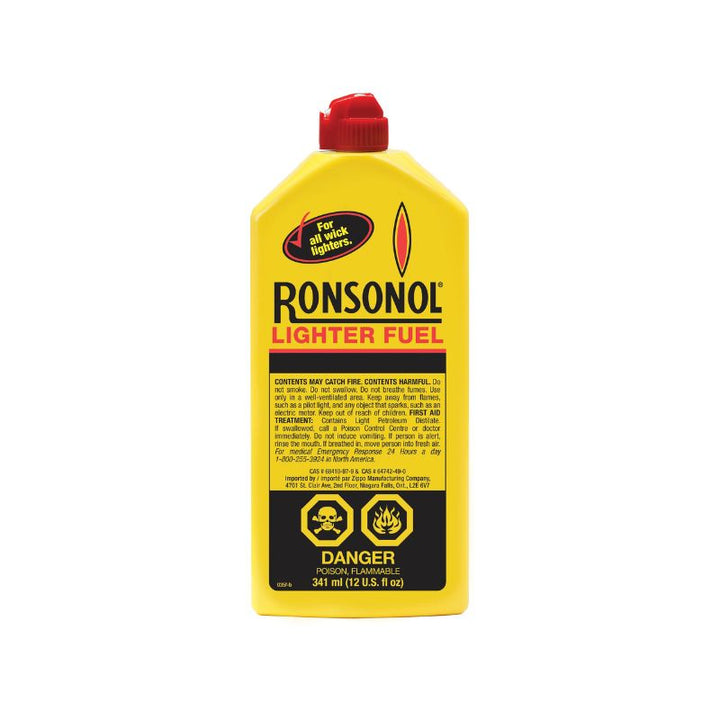 Ronson lighter fluid 341ml on a white backgrouund