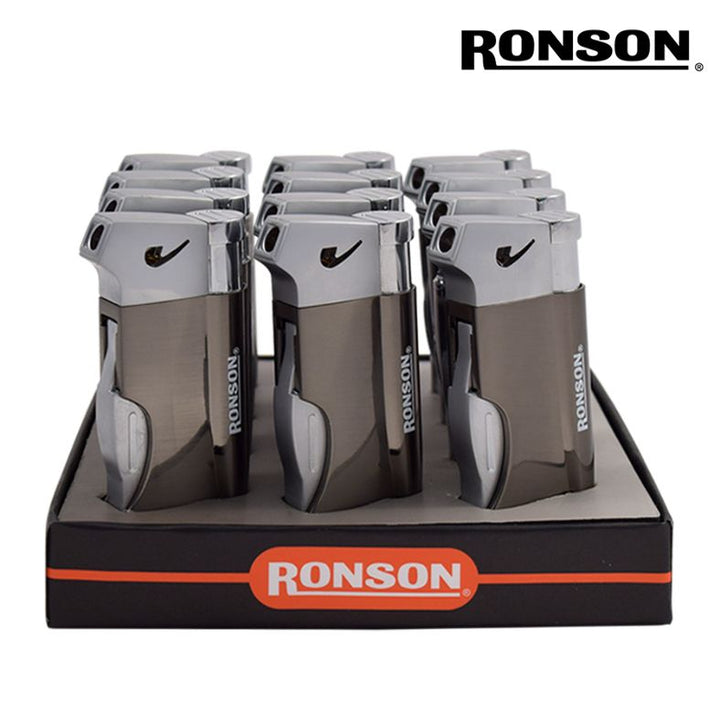 Ronson cigar lighter in a display on a white background