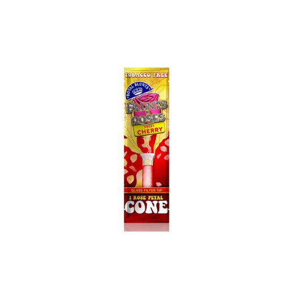 Pack of cherry-flavored cigarette cones with a red and yellow label on a white background.