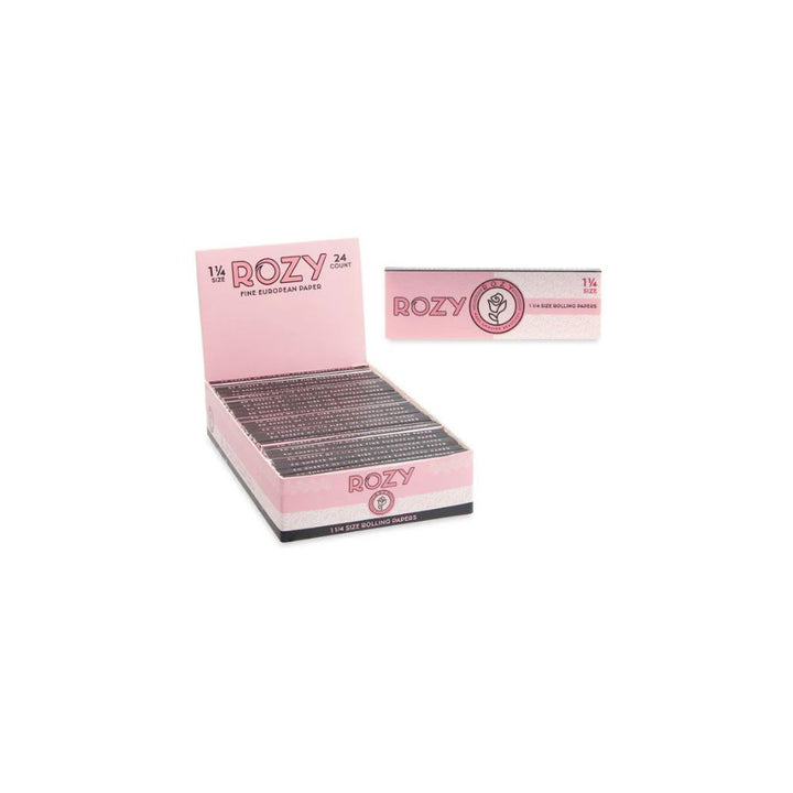 Box of Rozy rolling paper on a white background