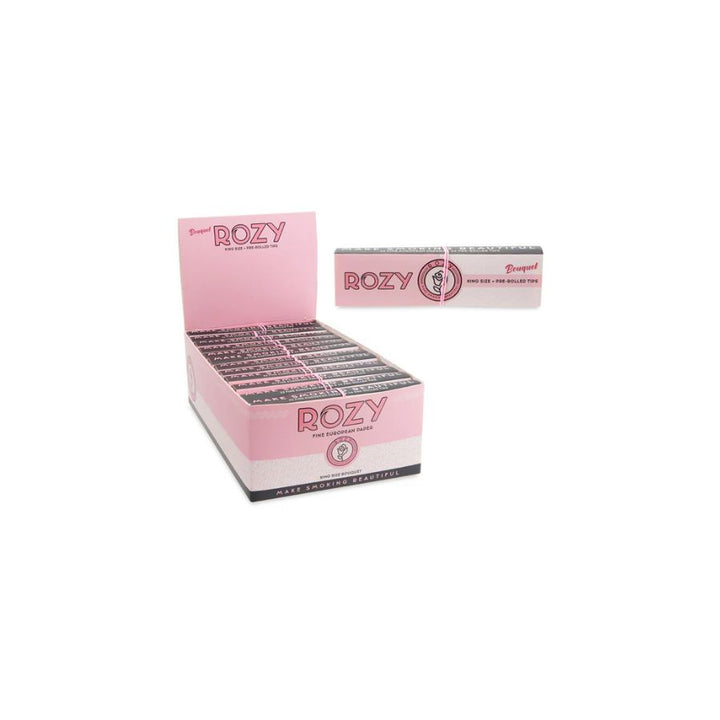 Box of Rozy rolling papers on a white background