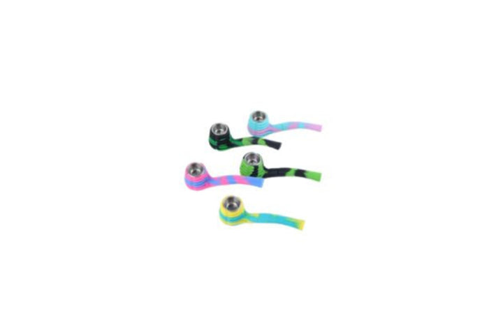 silicone tobacco-smoking hand pipes on a white background