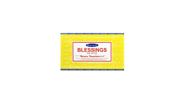 Box of Satya Blessings incense on a white background