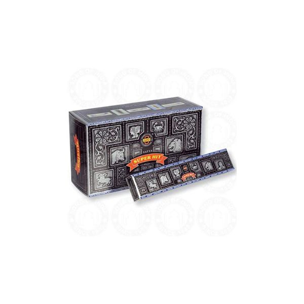 Box of Satya Nagchampa Superhit incense sticks with decorative design on a white background