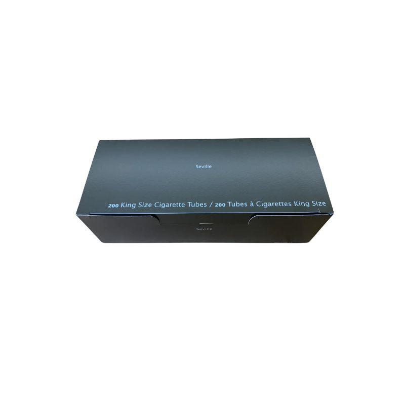 A black rectangular box for Savile 200 King Size Cigarette Tubes, shown from a top-down angle on a plain white background.