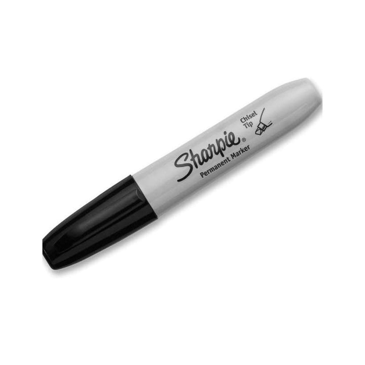 Sharpie chisel permanent Black Marker on a white background