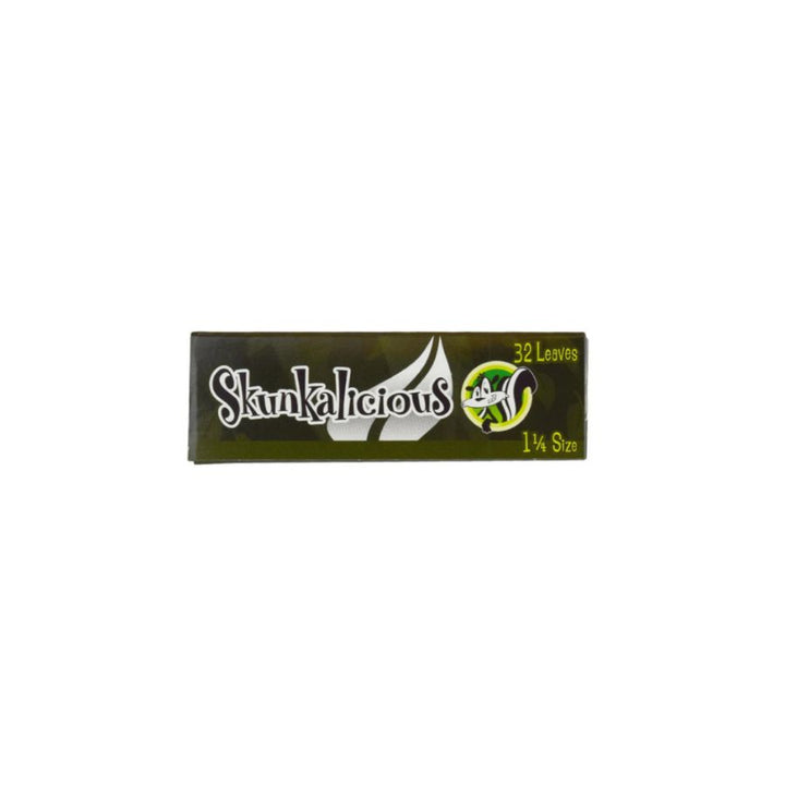 Skunkalicious rolling paper pack on a white background