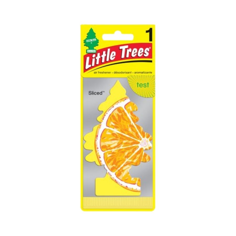 Little tree sliced car freshner with white background.
