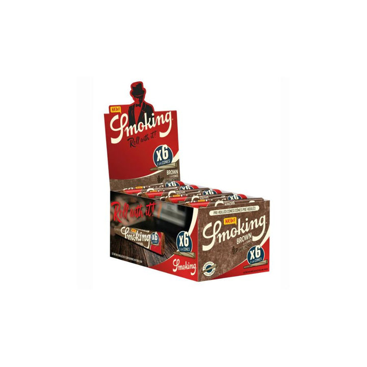 Multiple boxes of Smoking brown cigarettes on a white background