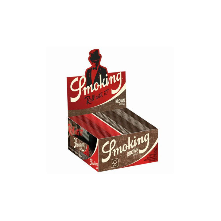 Box of Smoking brown rolling paper on a white background