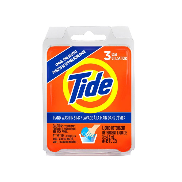 Tide liquid detergent packet on a white background