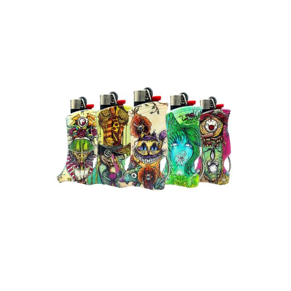 Toker Poker Alice in wonderland BIC lighter case on a white background