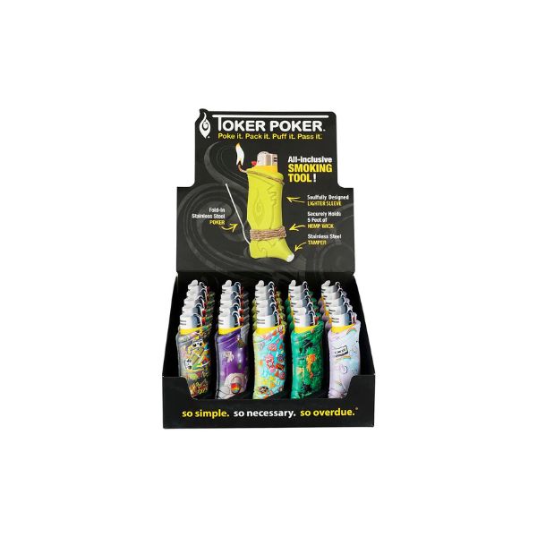 Toker Poker flash back design BIC lighter case on a white background