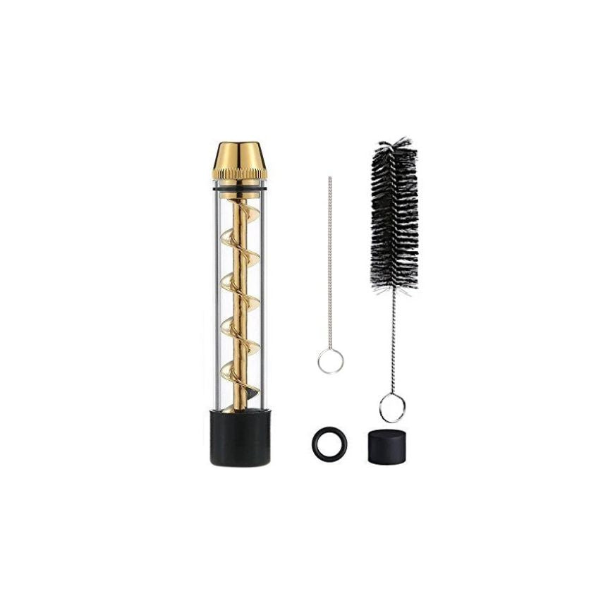 Twsisty glass blunt pipe gold on a white background