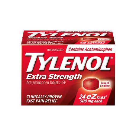 Tylenol Extra Strength eztabs on a white background