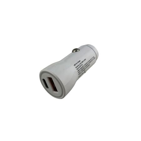 USB and Type C Car Charger on a white background