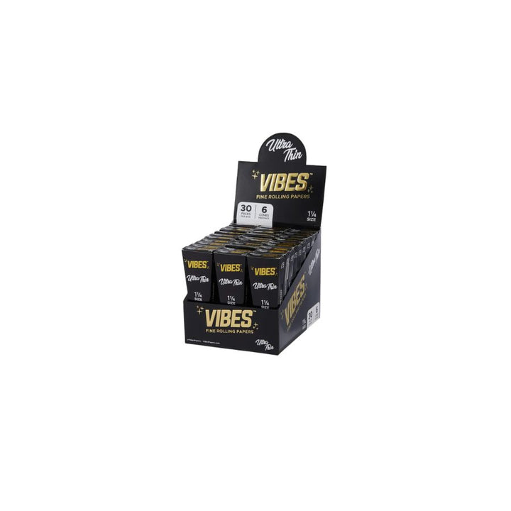 Display of Vibes rolling paper packs on a white background