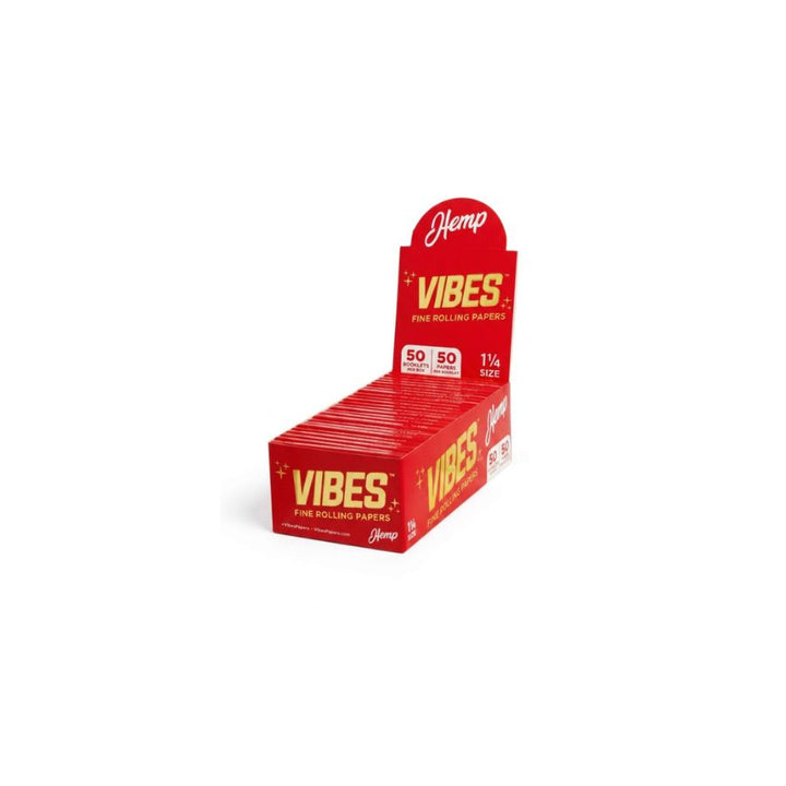 Vibes rolling paper 1.25 size hemp on a white background