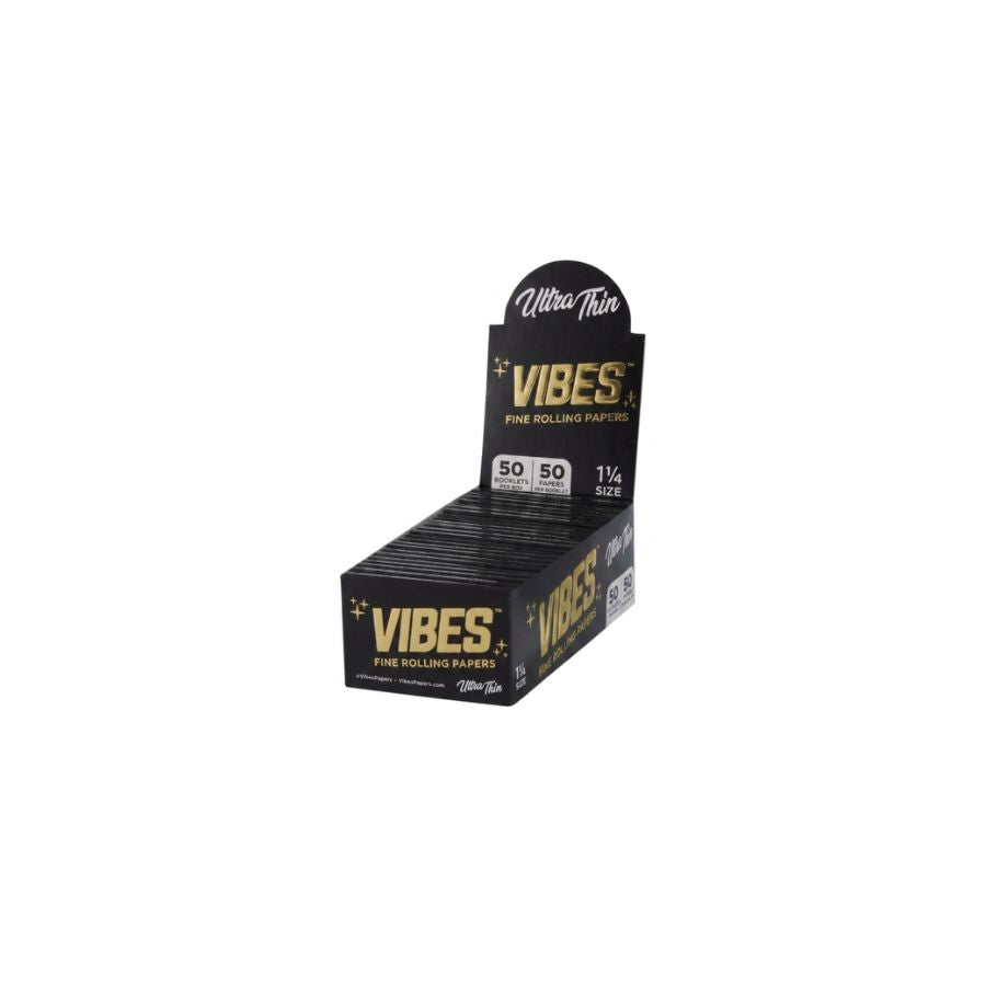 Box of Vibes rolling papers on a white background