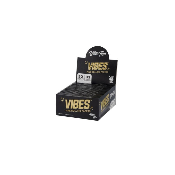 Box of Vibes rolling papers on a white background