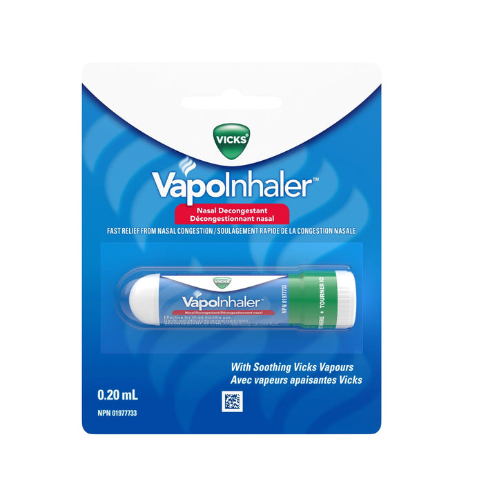 Vicks VapoInhaler Nasal Decongestant 0.20mL(3/Pk) white background