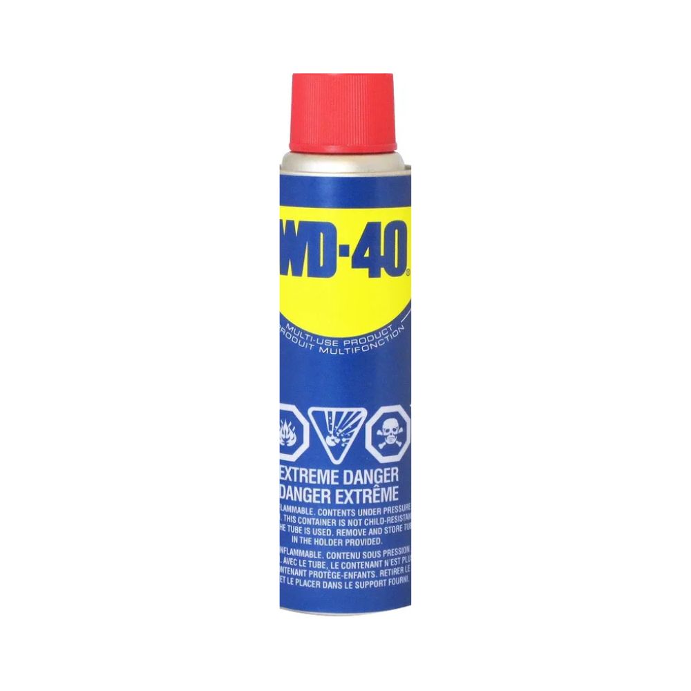  WD-40 multi-purpose lubricant spray  can on a white background.
