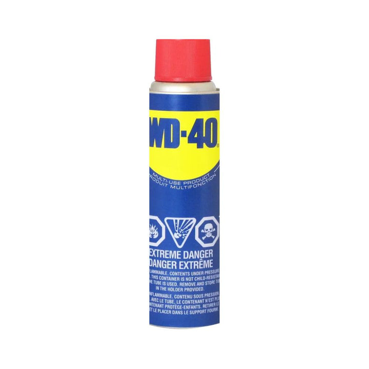  WD-40 multi-purpose lubricant spray  can on a white background.