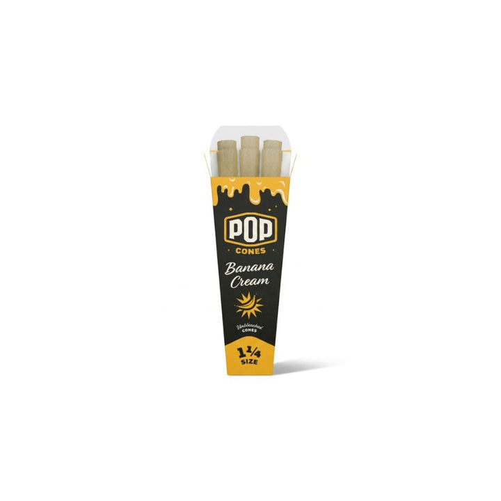 Pack of POp Banana Cream cones on a white background