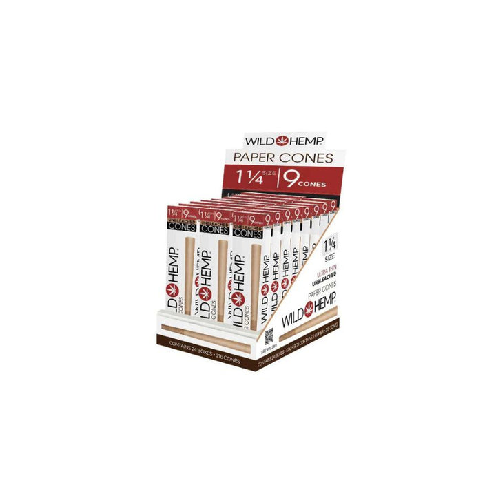 Display box of Wild Hemp paper cones on a white background