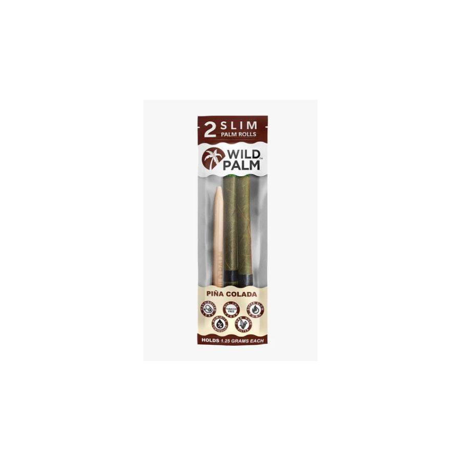 Pack of Wild Palm slim palm rolls with Piá Colada flavor on a white background