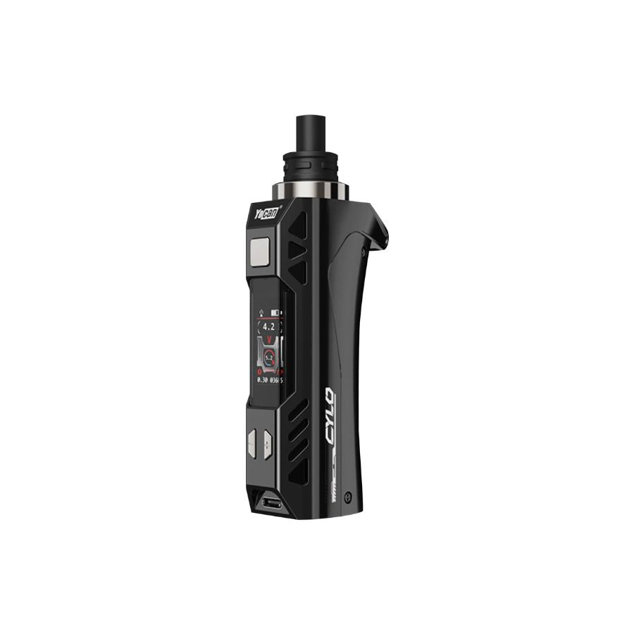 Black vape device on a white background