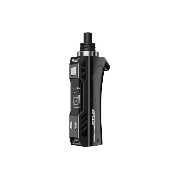 Black vape device on a white background