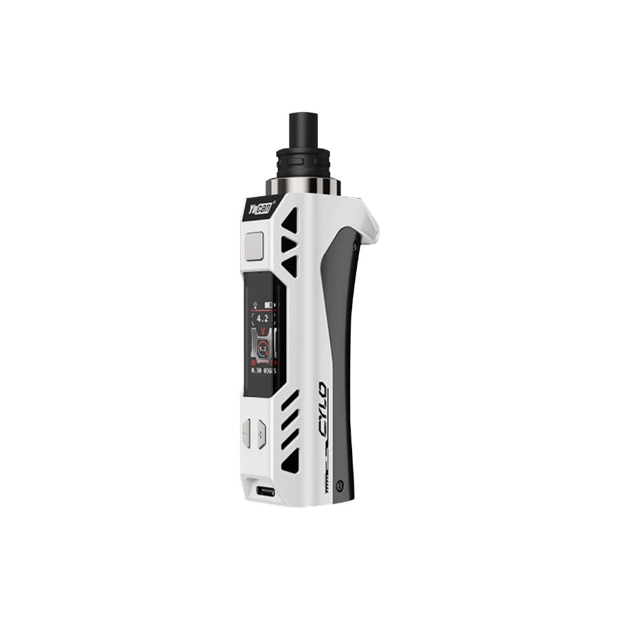 White and black vape device on a white background