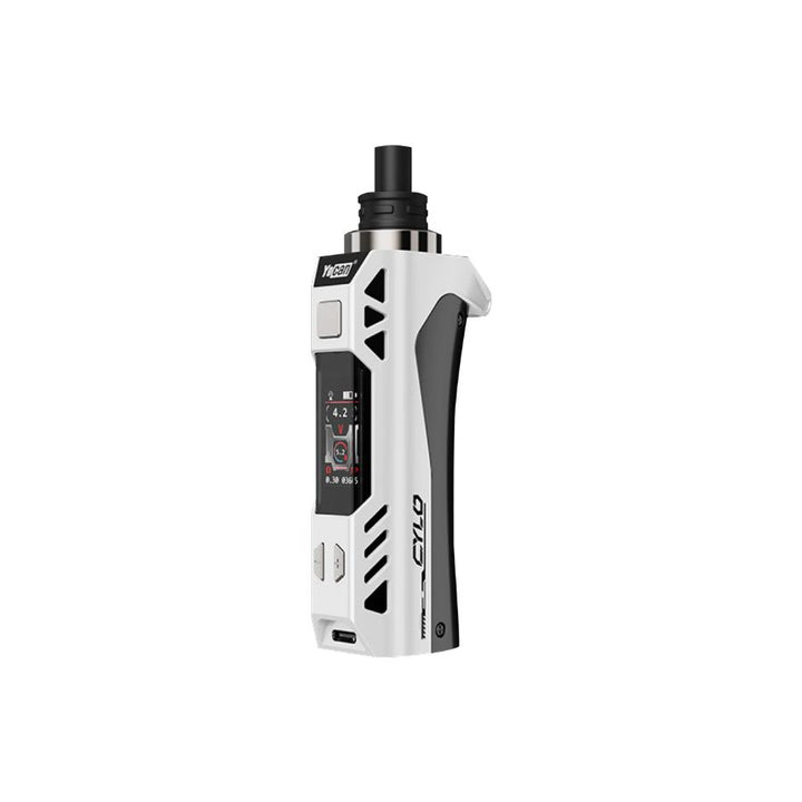White and black vape device on a white background