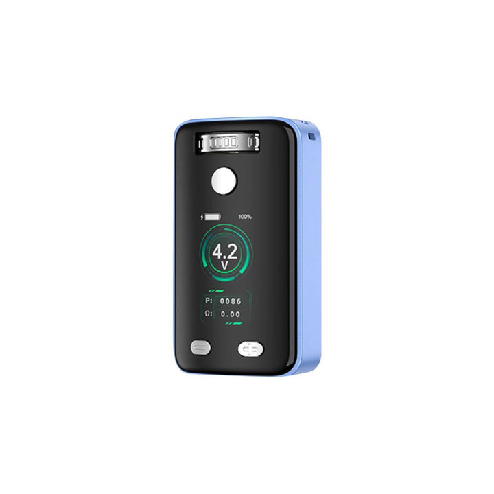 Black electronic device with digital display on a white background