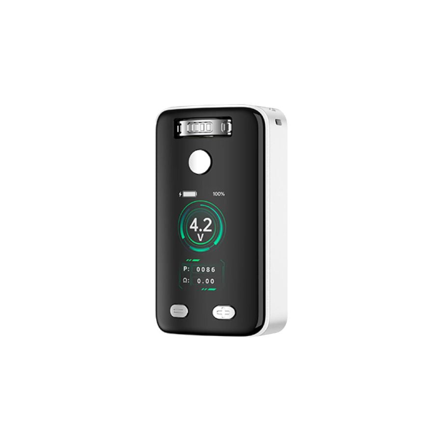 Black and white electronic device with digital display on a white background