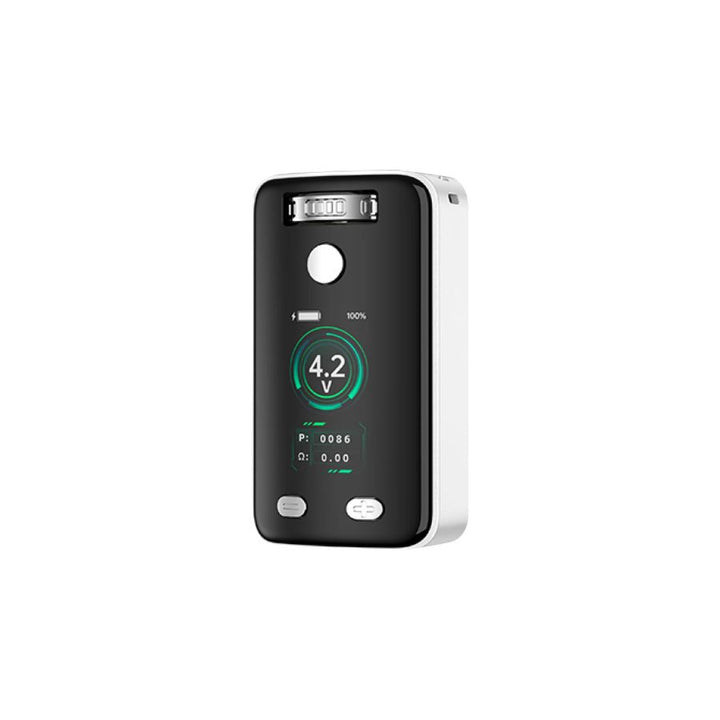 Black and white electronic device with digital display on a white background