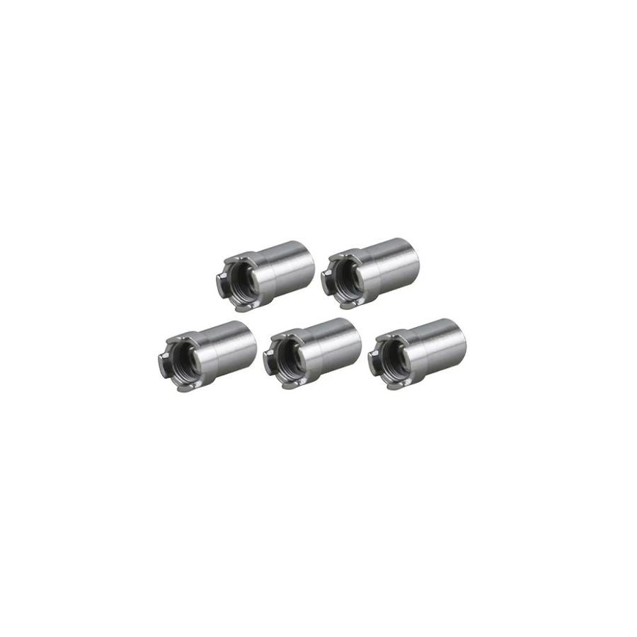 Five metallic uni pro magnetic adaptor on a white background