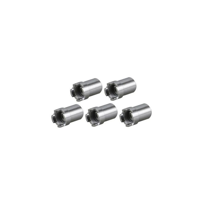 Five metallic uni pro magnetic adaptor on a white background