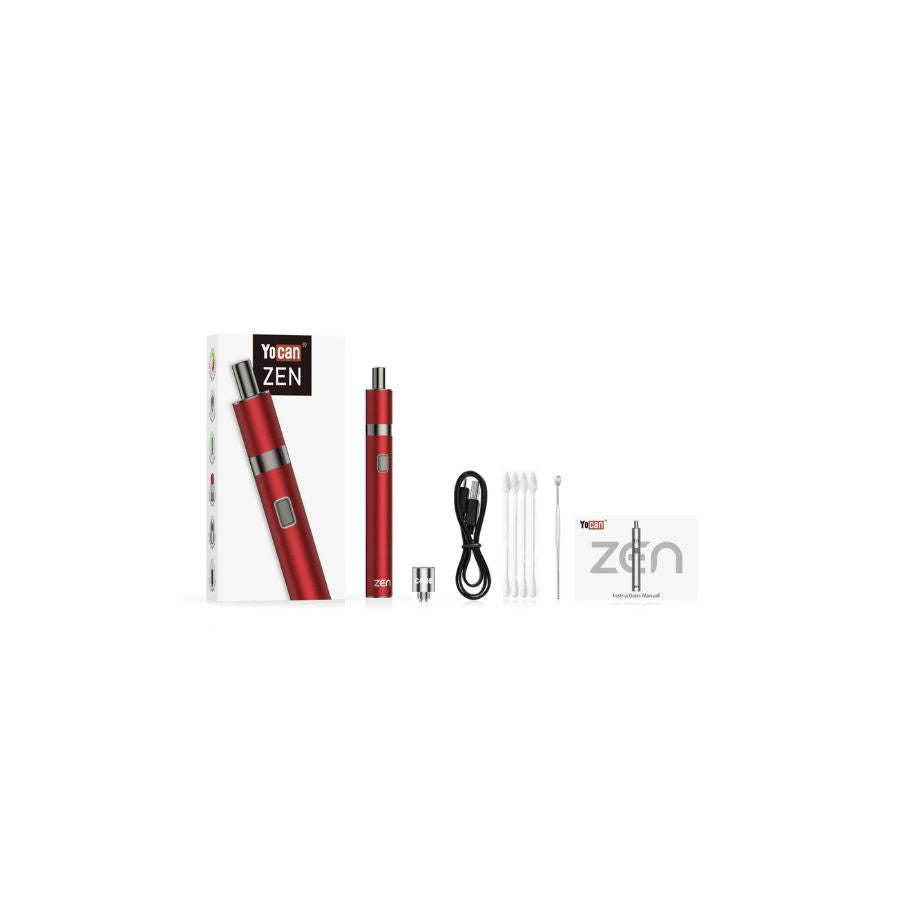 Red electronic device with accessories on a white background