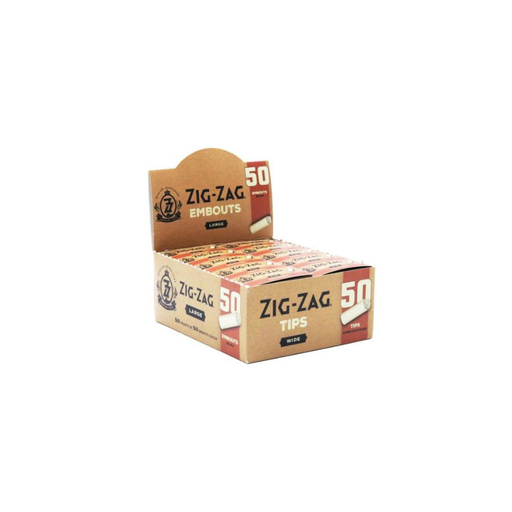 Box of Zig-Zag cigarette tips on a white background
