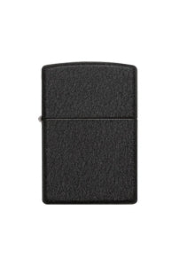 A classic Zippo rectangular Zippo-style lighter with a textured black finish, shown from the front on a plain white background.