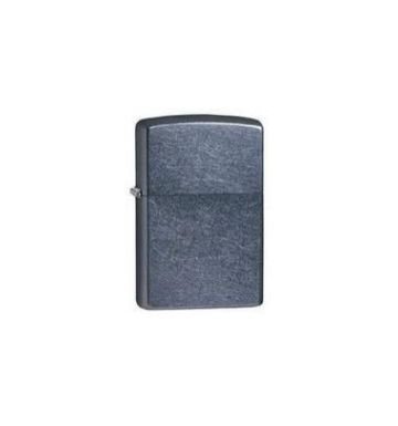 A classic rectangular Zippo lighter with a brushed dark gray metal finish, shown against a plain white background.