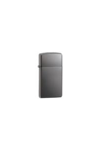 A classic Zippo-style slim black ice lighter shown vertically against a plain white background.